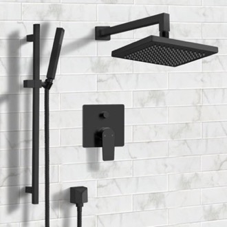 Shower Faucet Matte Black Rain Shower System with Handheld, Rain Shower Head, Shower Faucet Set Remer SFR42